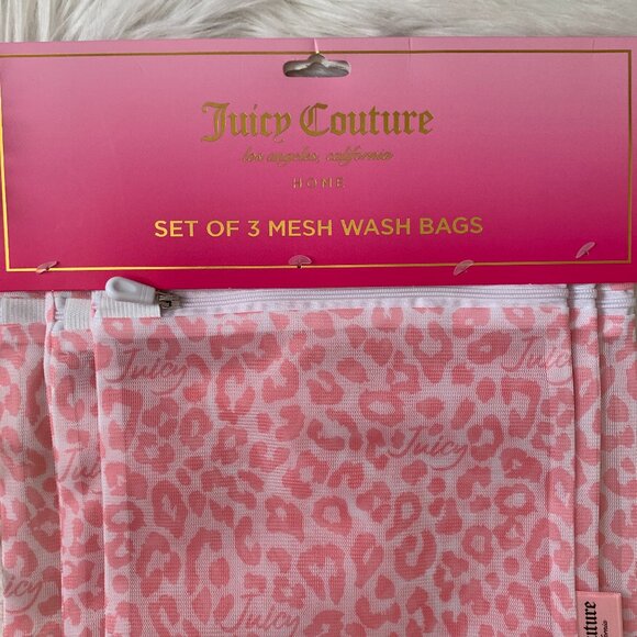 JUICY COUTURE Home Animal Printed Mesh Laundry Wash Bags Set in Pink/White - Picture 3 of 3